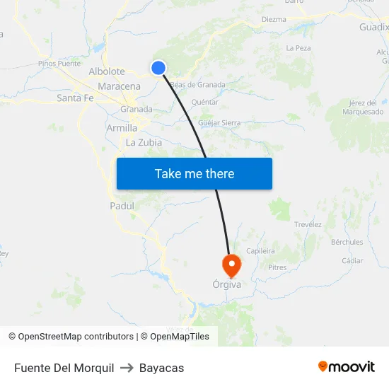 Fuente Del Morquil to Bayacas map