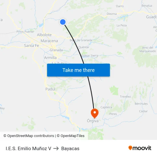 I.E.S. Emilio Muñoz V to Bayacas map