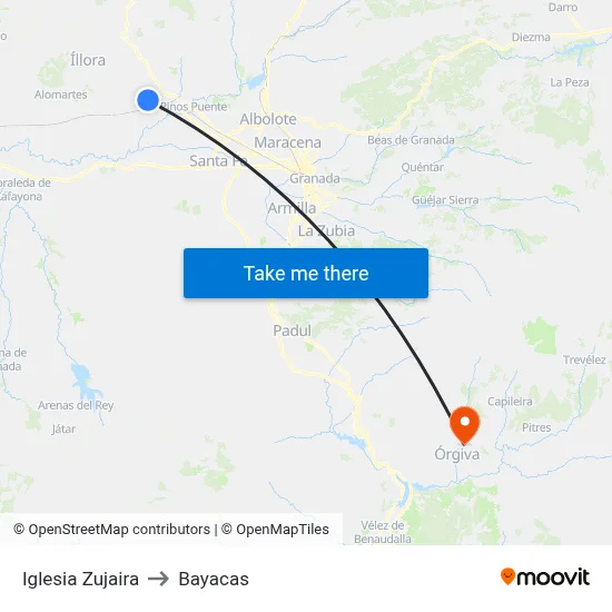 Iglesia Zujaira to Bayacas map