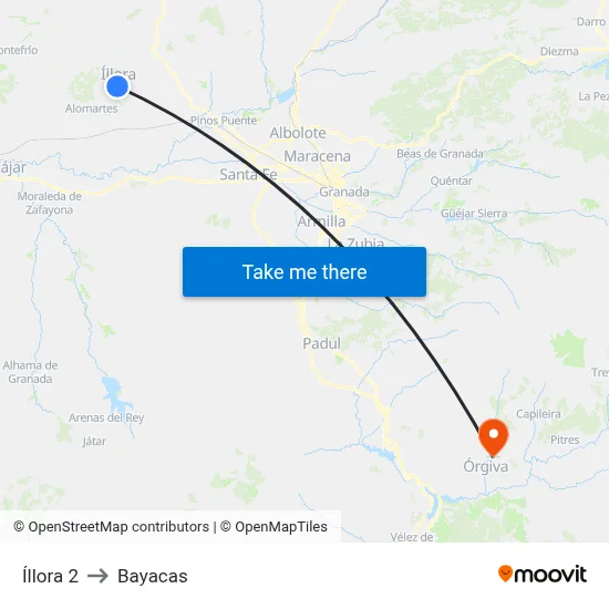 Íllora 2 to Bayacas map