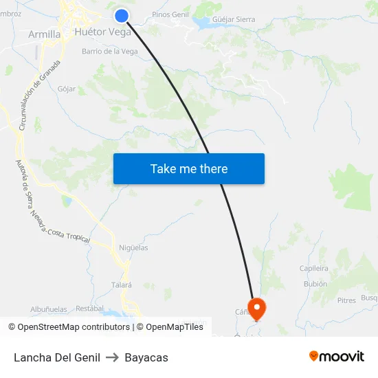 Lancha Del Genil to Bayacas map