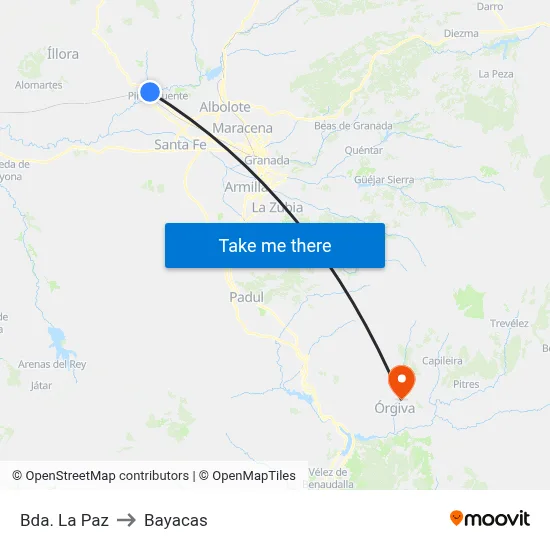 Bda. La Paz to Bayacas map