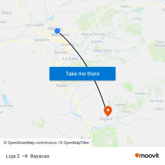 Loja 2 to Bayacas map
