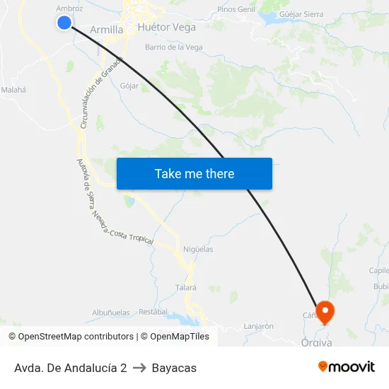 Avda. De Andalucía 2 to Bayacas map