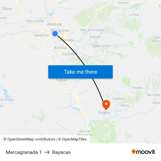 Mercagranada 1 to Bayacas map