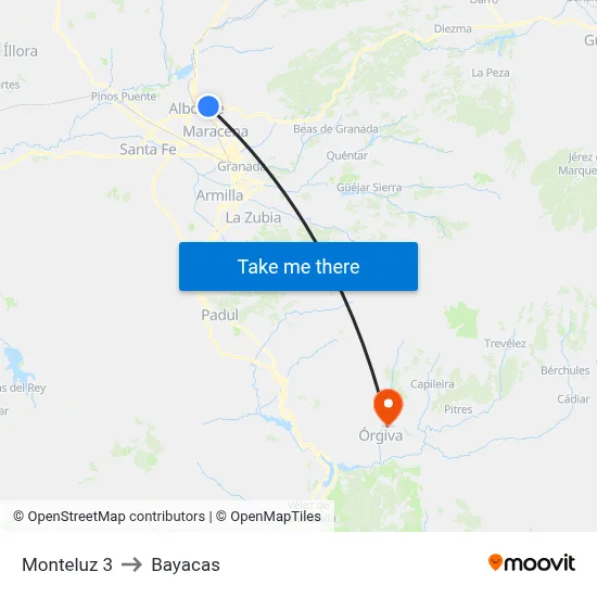 Monteluz 3 to Bayacas map