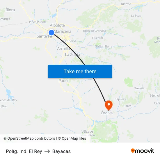 Políg. Ind. El Rey to Bayacas map