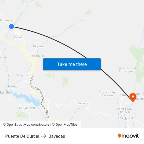 Puente De Dúrcal to Bayacas map