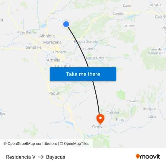 Residencia V to Bayacas map