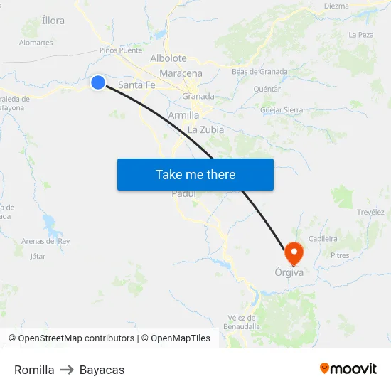 Romilla to Bayacas map