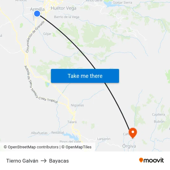 Tierno Galván to Bayacas map