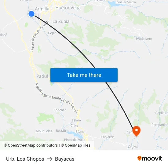 Urb. Los Chopos to Bayacas map