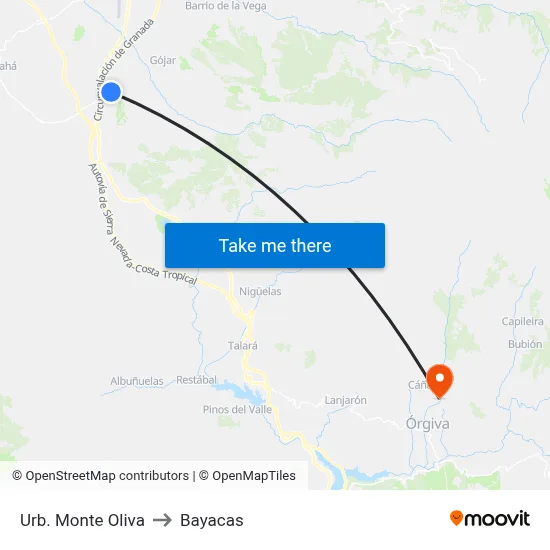 Urb. Monte Oliva to Bayacas map