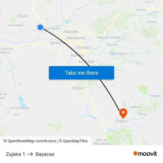Zujaira 1 to Bayacas map