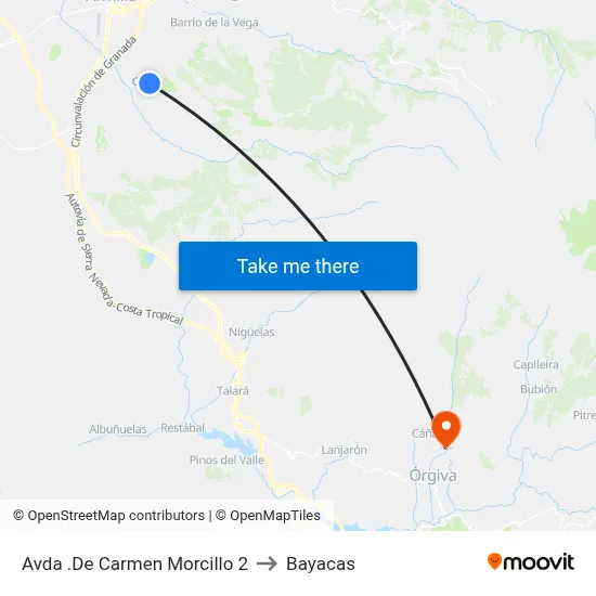 Avda .De Carmen Morcillo 2 to Bayacas map
