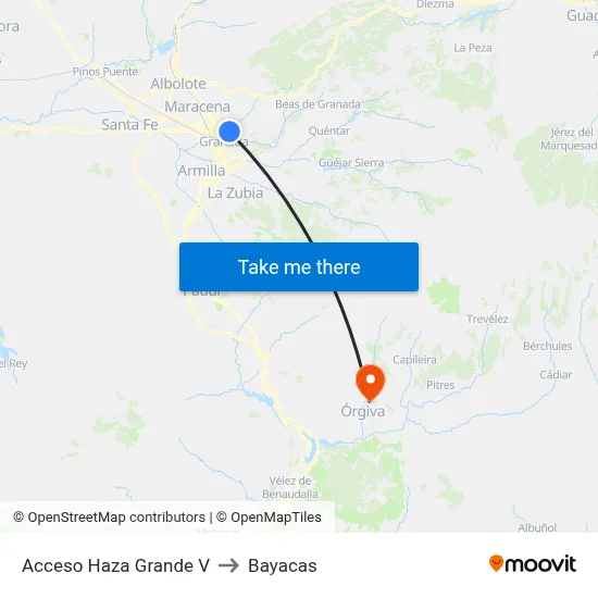Acceso Haza Grande V to Bayacas map