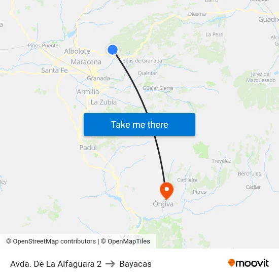Avda. De La Alfaguara 2 to Bayacas map
