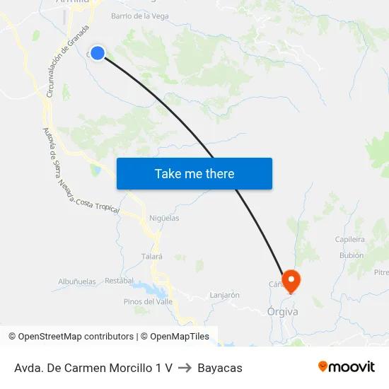 Avda. De Carmen Morcillo 1 V to Bayacas map