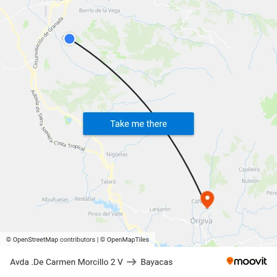 Avda .De Carmen Morcillo 2 V to Bayacas map