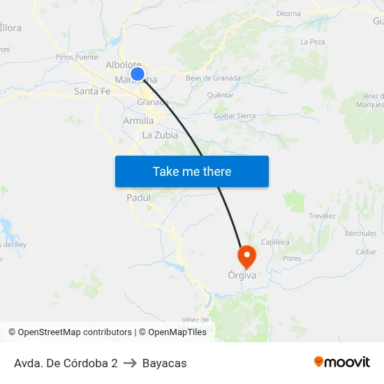 Avda. De Córdoba 2 to Bayacas map