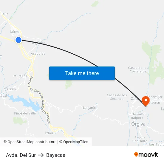 Avda. Del Sur to Bayacas map