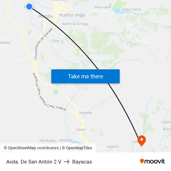 Avda. De San Antón 2 V to Bayacas map