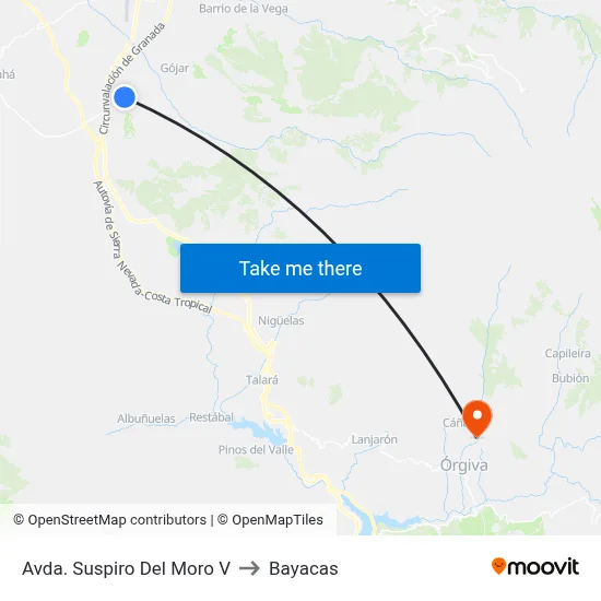 Avda. Suspiro Del Moro V to Bayacas map