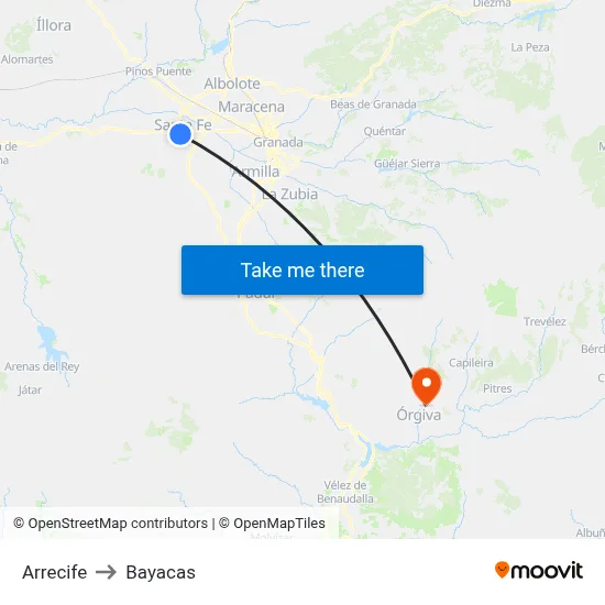 Arrecife to Bayacas map
