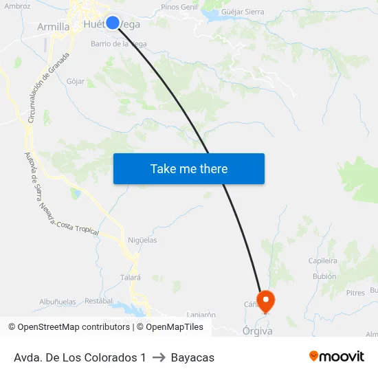 Avda. De Los Colorados 1 to Bayacas map