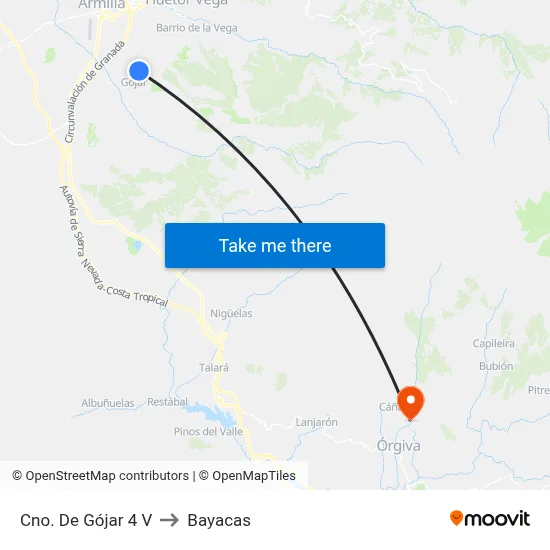 Cno. De Gójar 4 V to Bayacas map