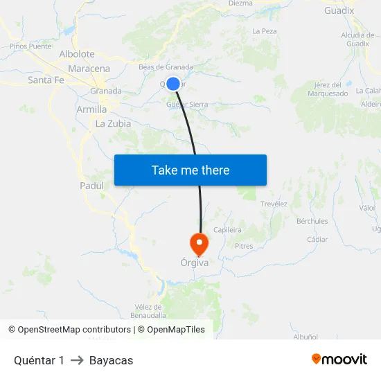Quéntar 1 to Bayacas map