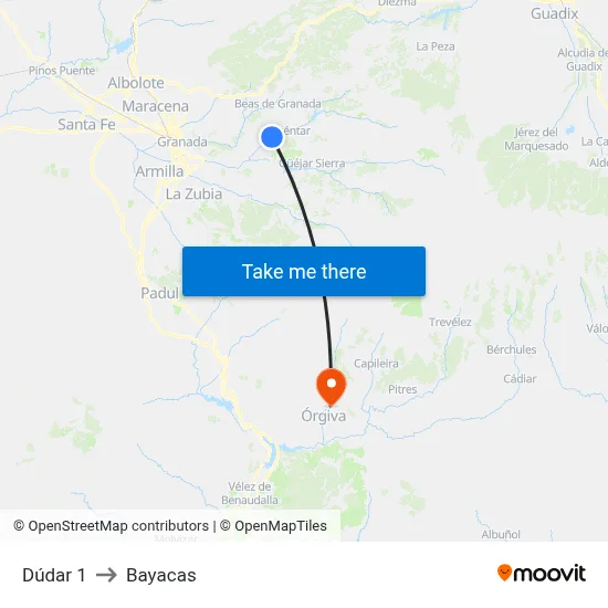 Dúdar 1 to Bayacas map