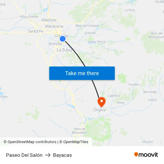Paseo Del Salón to Bayacas map