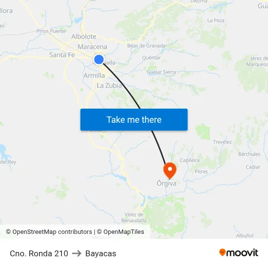 Cno. Ronda 210 to Bayacas map