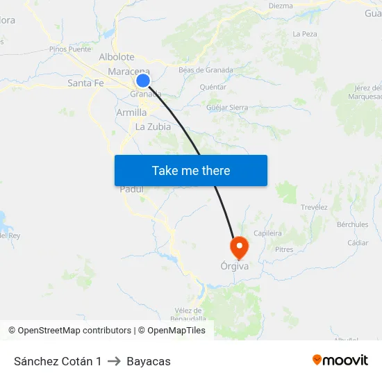 Sánchez Cotán 1 to Bayacas map