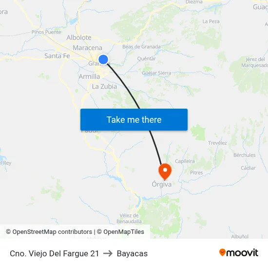 Cno. Viejo Del Fargue 21 to Bayacas map