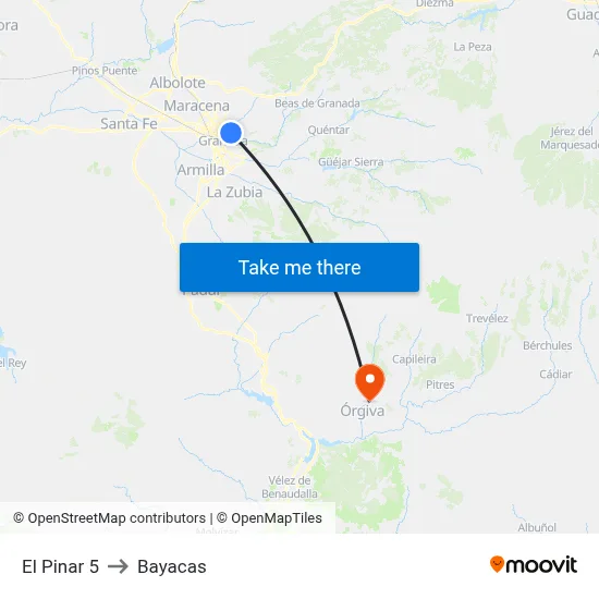 El Pinar 5 to Bayacas map