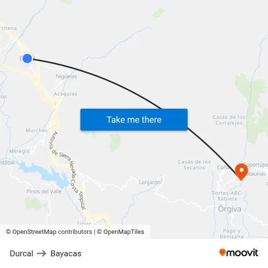 Durcal to Bayacas map