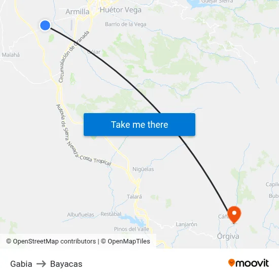Gabia to Bayacas map