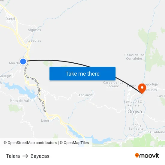 Talara to Bayacas map