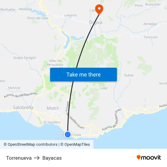 Torrenueva to Bayacas map