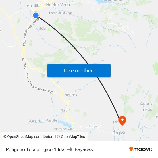 Polígono Tecnológico 1 Ida to Bayacas map
