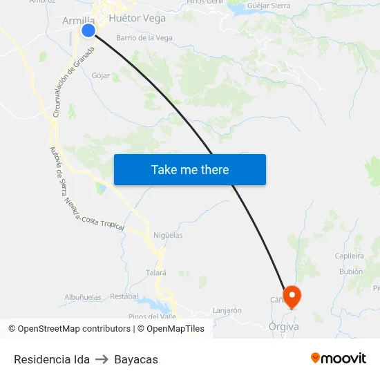 Residencia Ida to Bayacas map