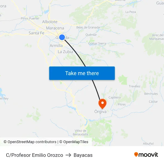 C/Profesor Emilio Orozco to Bayacas map