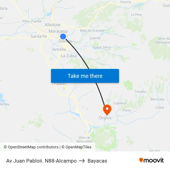 Av Juan Pabloii. N88-Alcampo to Bayacas map