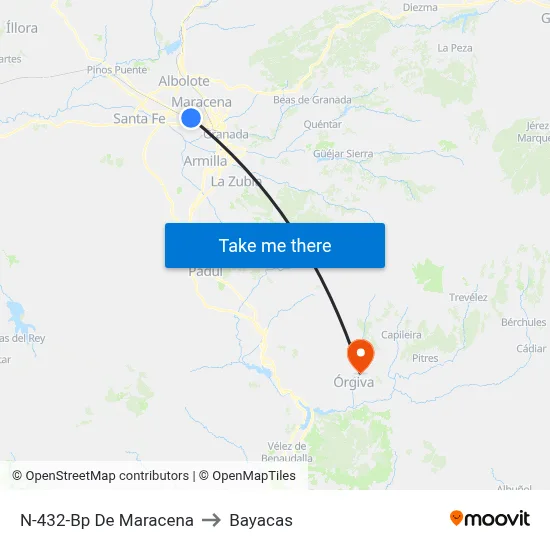N-432-Bp De Maracena to Bayacas map