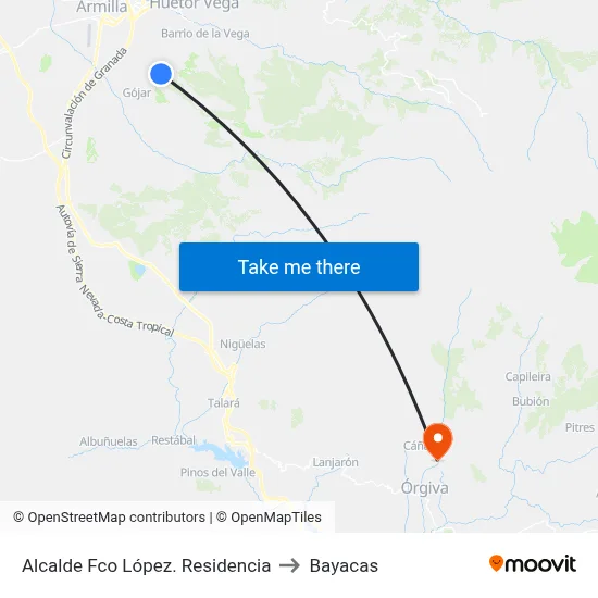 Alcalde Fco López. Residencia to Bayacas map
