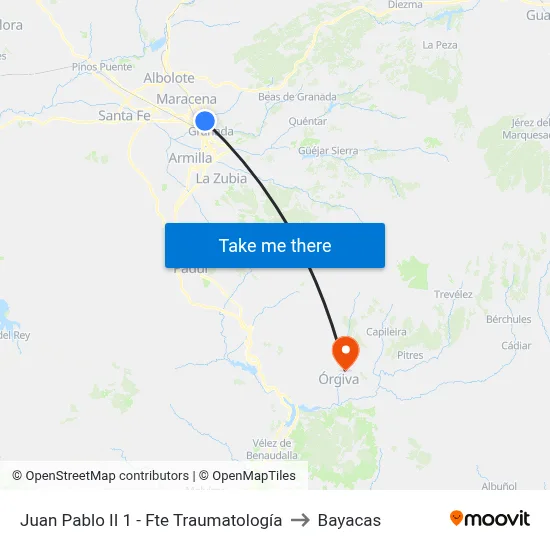 Juan Pablo II 1 - Fte Traumatología to Bayacas map