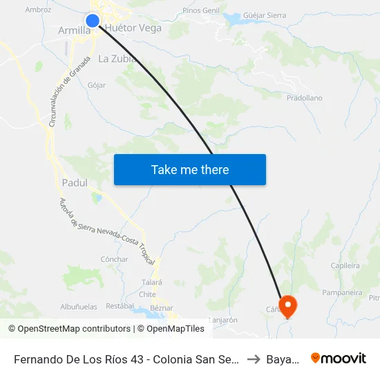Fernando De Los Ríos 43 - Colonia San Sebastián to Bayacas map