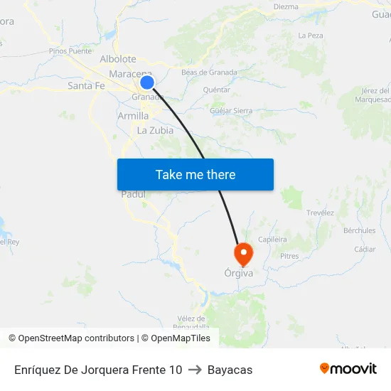 Enríquez De Jorquera Frente 10 to Bayacas map